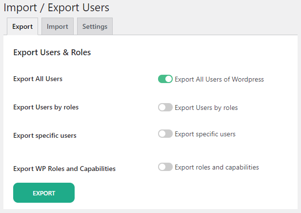 import export users